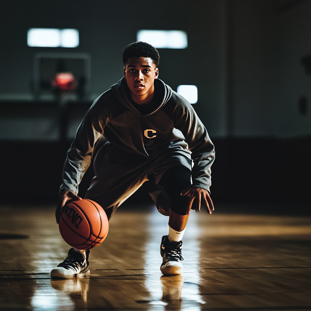 basketball player dribbling